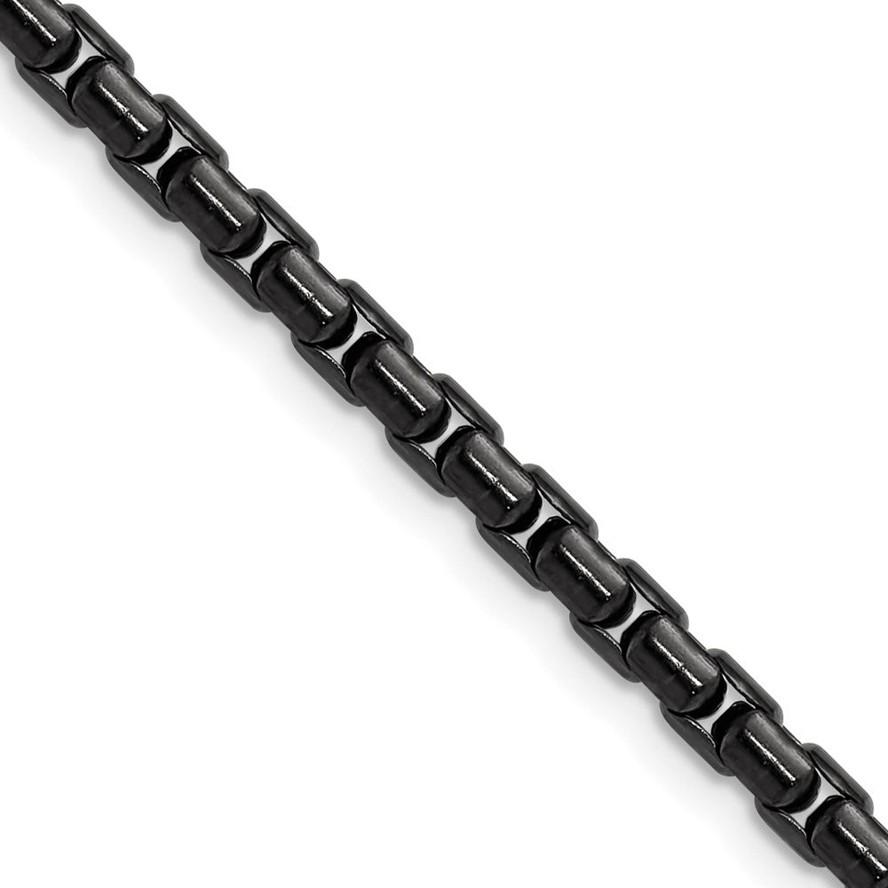 Chisel Stainless Steel Polished Black IP-plated 3.5mm 20 inch Elongated Round Box Chain