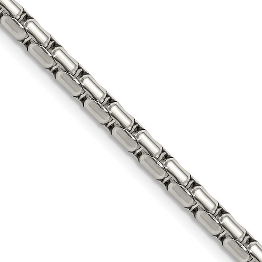 Chisel Stainless Steel Polished 3.5mm 24 inch Elongated Round Box Chain