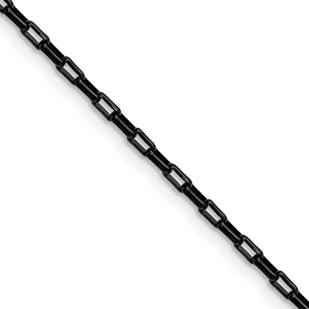 Chisel Stainless Steel Polished Black IP-plated 2.2mm 22 inch Fancy Box/Paperclip Link Chain