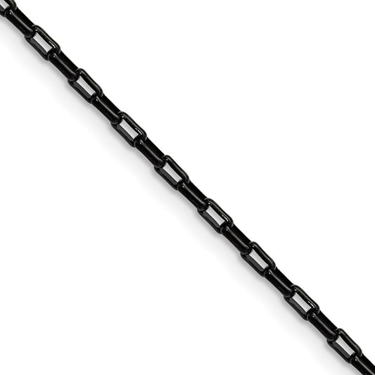 Chisel Stainless Steel Polished Black IP-plated 2.2mm 24 inch Fancy Box/Paperclip Link Chain