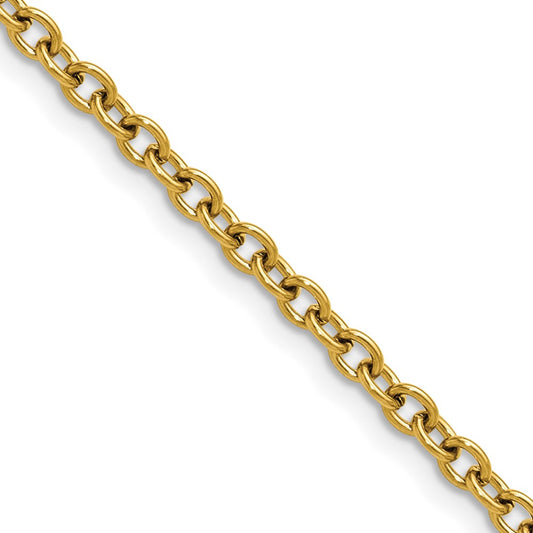 Chisel Stainless Steel Polished Yellow IP-plated 3mm 20 inch Cable Chain