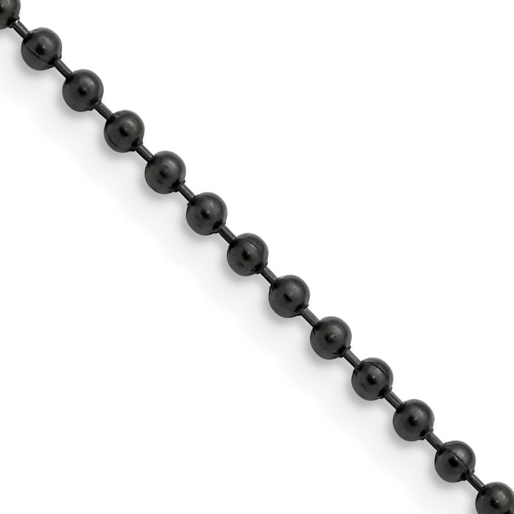 Chisel Stainless Steel Polished Black IP-plated 2.4mm 24 inch Ball Chain