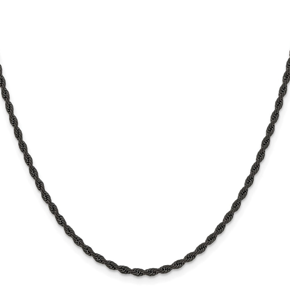 Chisel Stainless Steel Polished Black IP-plated 2.4mm 30 inch Rope Chain