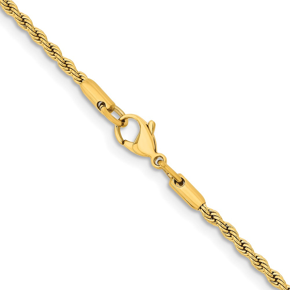 Chisel Stainless Steel Polished Yellow IP-plated 2.4mm 20 inch Rope Chain