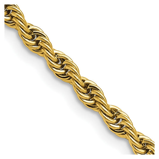 Chisel Stainless Steel Polished Yellow IP-plated 4mm 16 inch Rope Chain