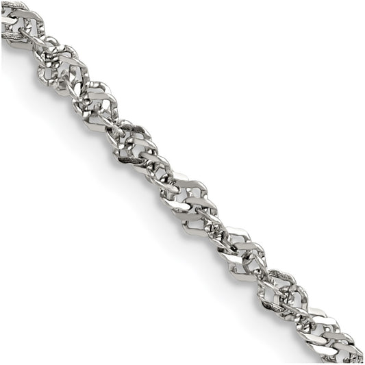 Chisel Stainless Steel Polished 3mm 18 inch Singapore Chain