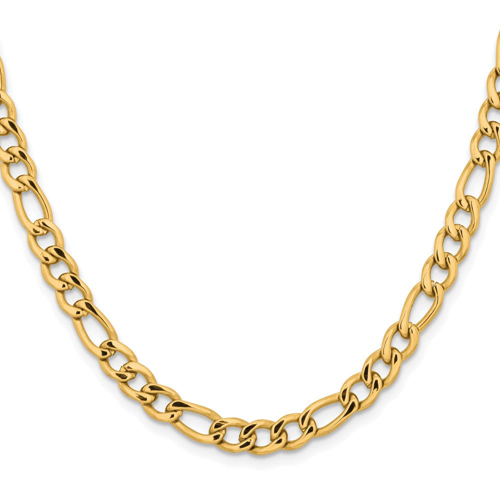 Chisel Stainless Steel Polished Yellow IP-plated 5.3mm 20 inch Figaro Chain