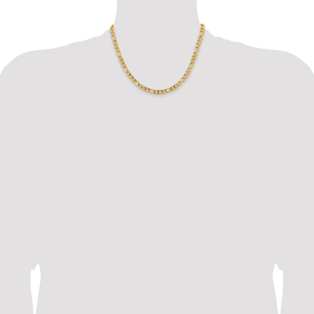Chisel Stainless Steel Polished Yellow IP-plated 5.3mm 18 inch Figaro Chain