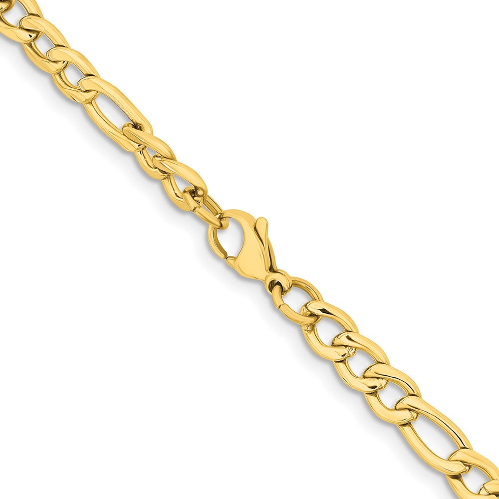 Chisel Stainless Steel Polished Yellow IP-plated 6.3mm 24 inch Figaro Chain