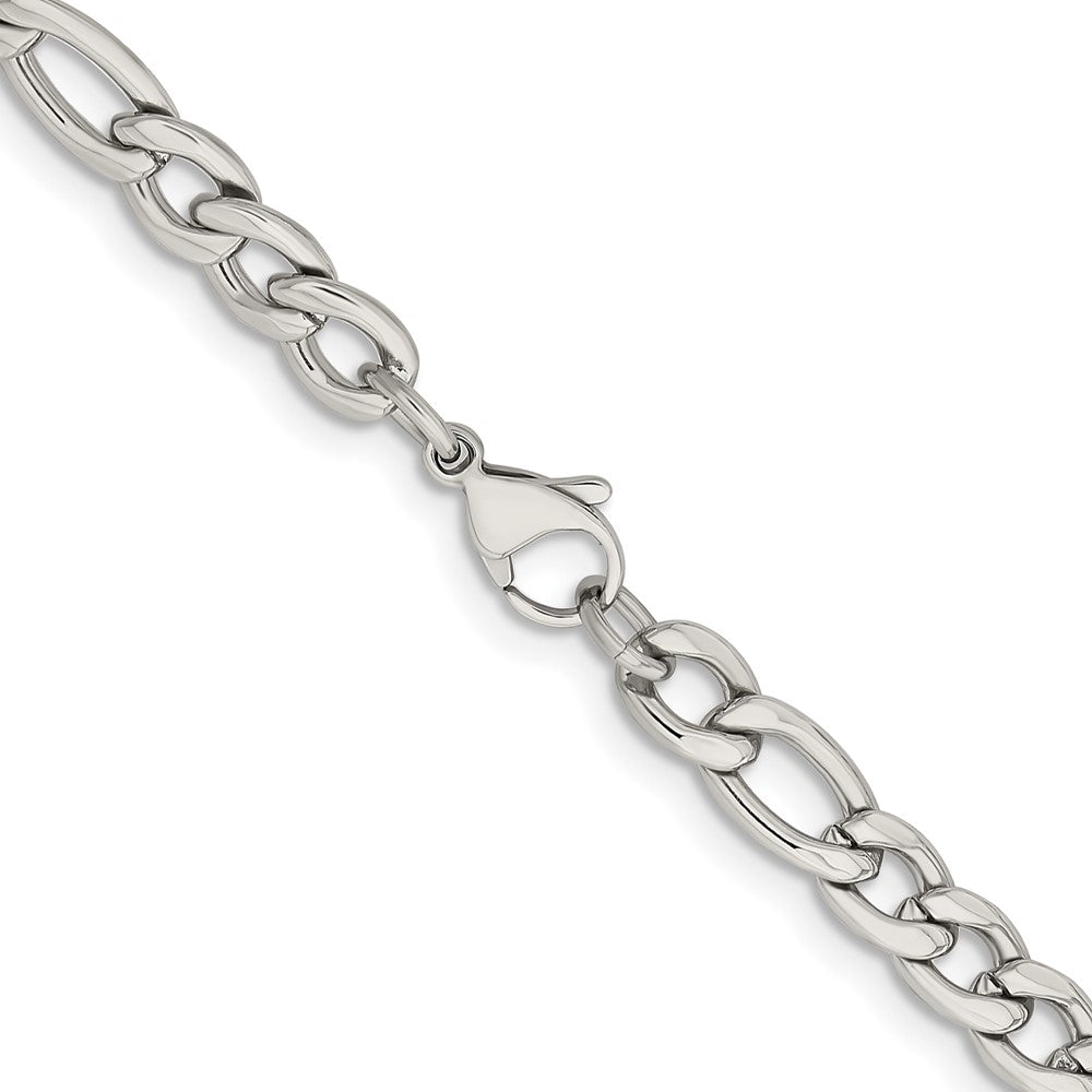 Chisel Stainless Steel Polished 6.75mm 22 inch Figaro Chain