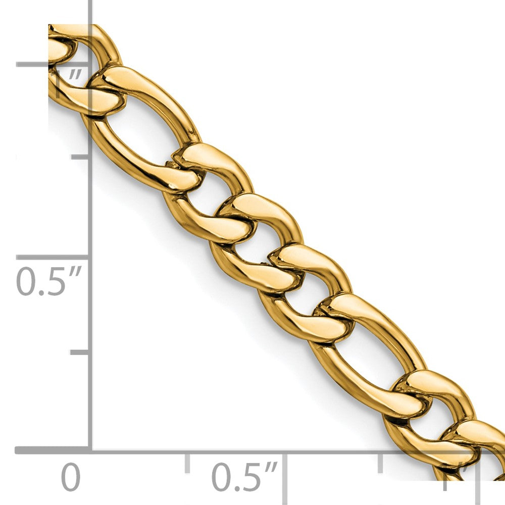 Chisel Stainless Steel Polished Yellow IP-plated 6.75mm 9 inch Figaro Chain
