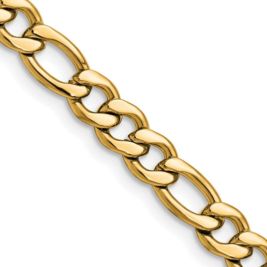 Chisel Stainless Steel Polished Yellow IP-plated 6.75mm 20 inch Figaro Chain