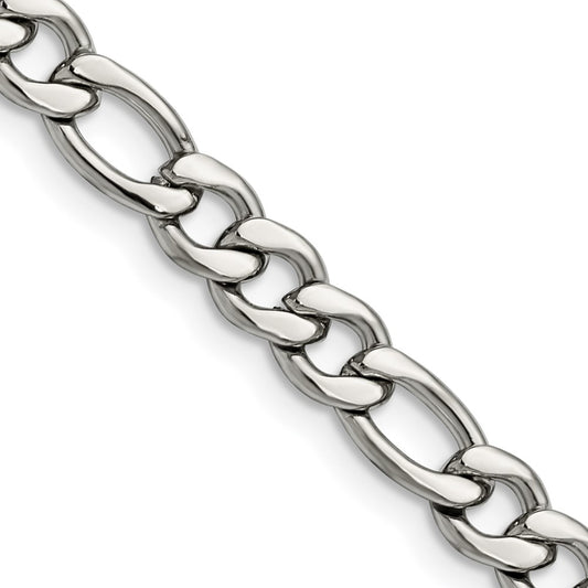 Chisel Stainless Steel Polished 6.75mm 20 inch Figaro Chain