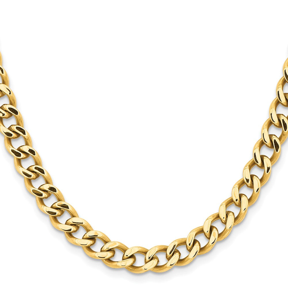 Chisel Stainless Steel Polished Yellow IP-plated 7.5mm 24 inch Curb Chain