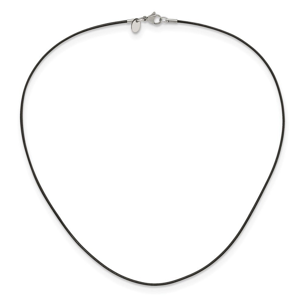 Chisel Stainless Steel Black Leather 1.5mm Cord 20 inch Necklace