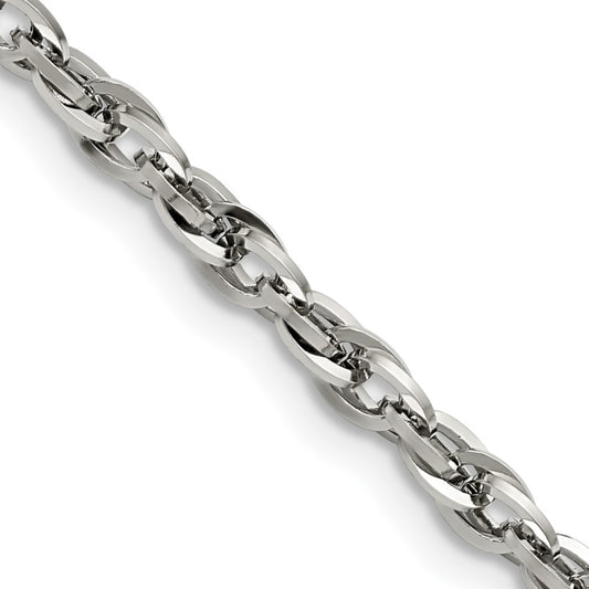 Chisel Stainless Steel Polished 4.2mm 22 inch Fancy Twisted Link Chain