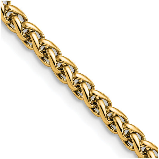 Chisel Stainless Steel Polished Yellow IP-plated 4mm 20 inch Wheat Chain