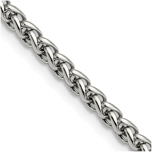 Chisel Stainless Steel Polished 4mm 20 inch Wheat Chain