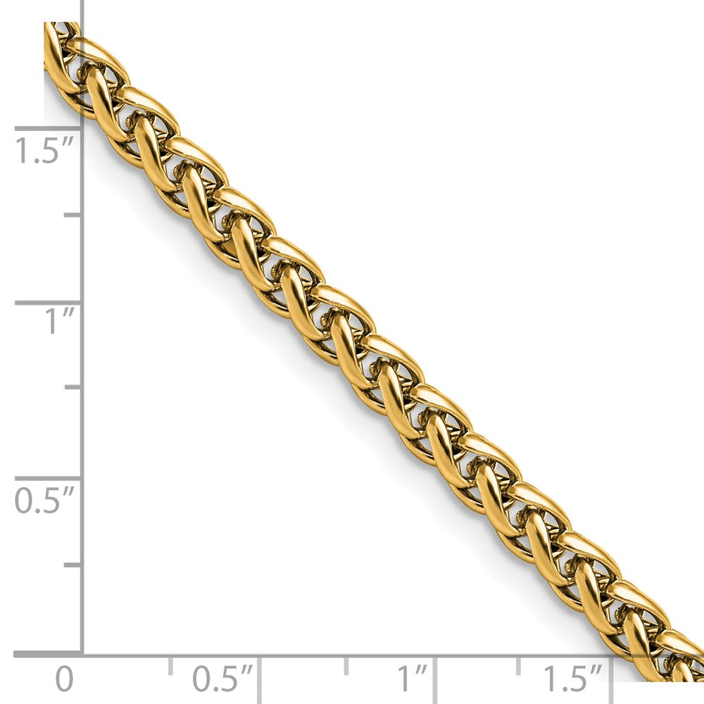 Chisel Stainless Steel Polished Yellow IP-plated 5mm 20 inch Wheat Chain
