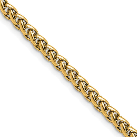 Chisel Stainless Steel Polished Yellow IP-plated 5mm 24 inch Wheat Chain