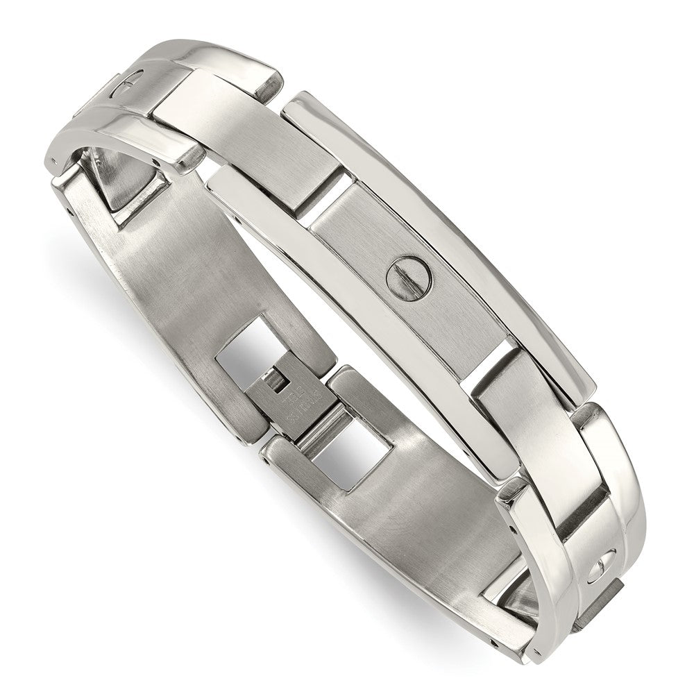 Chisel Stainless Steel Brushed and Polished 8.25 inch Bracelet, Money Clip and Key Ring Set