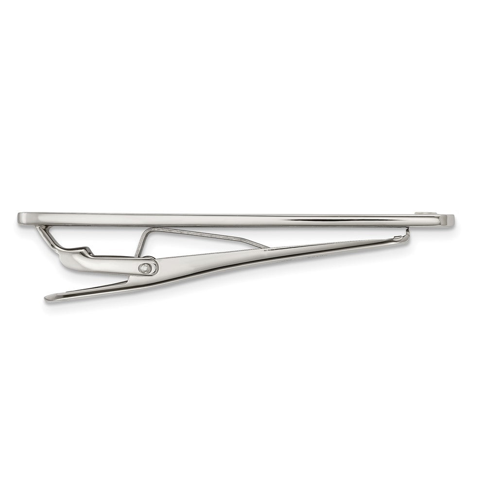 Chisel Stainless Steel with 18k Yellow Gold Accent Polished Black Carbon Fiber Inlay Tie Bar