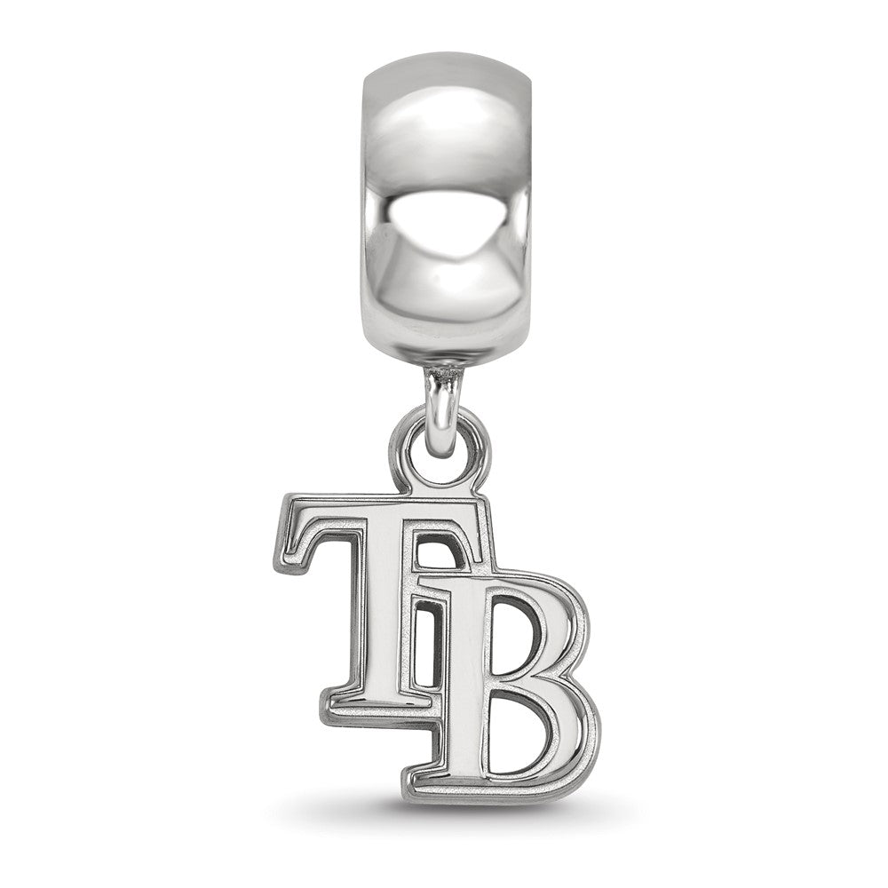 Sterling Silver Rhodium-plated MLB Tampa Bay Rays Letters T-B Extra Small Dangle Bead