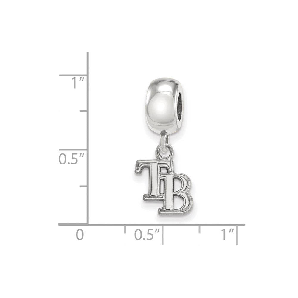 Sterling Silver Rhodium-plated MLB Tampa Bay Rays Letters T-B Extra Small Dangle Bead