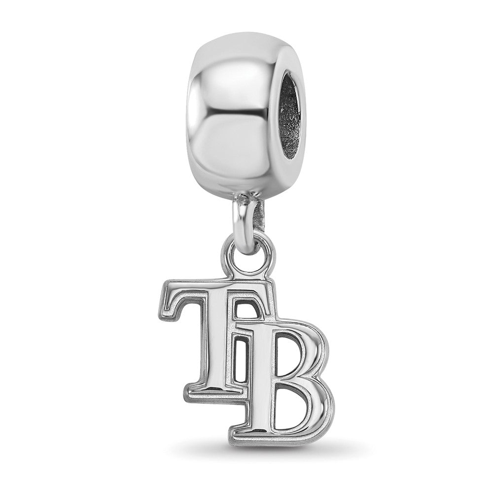 Sterling Silver Rhodium-plated MLB Tampa Bay Rays Letters T-B Extra Small Dangle Bead