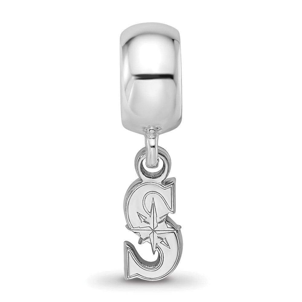 Sterling Silver Rhodium-plated MLB Seattle Mariners Letter S Extra Small Dangle Bead
