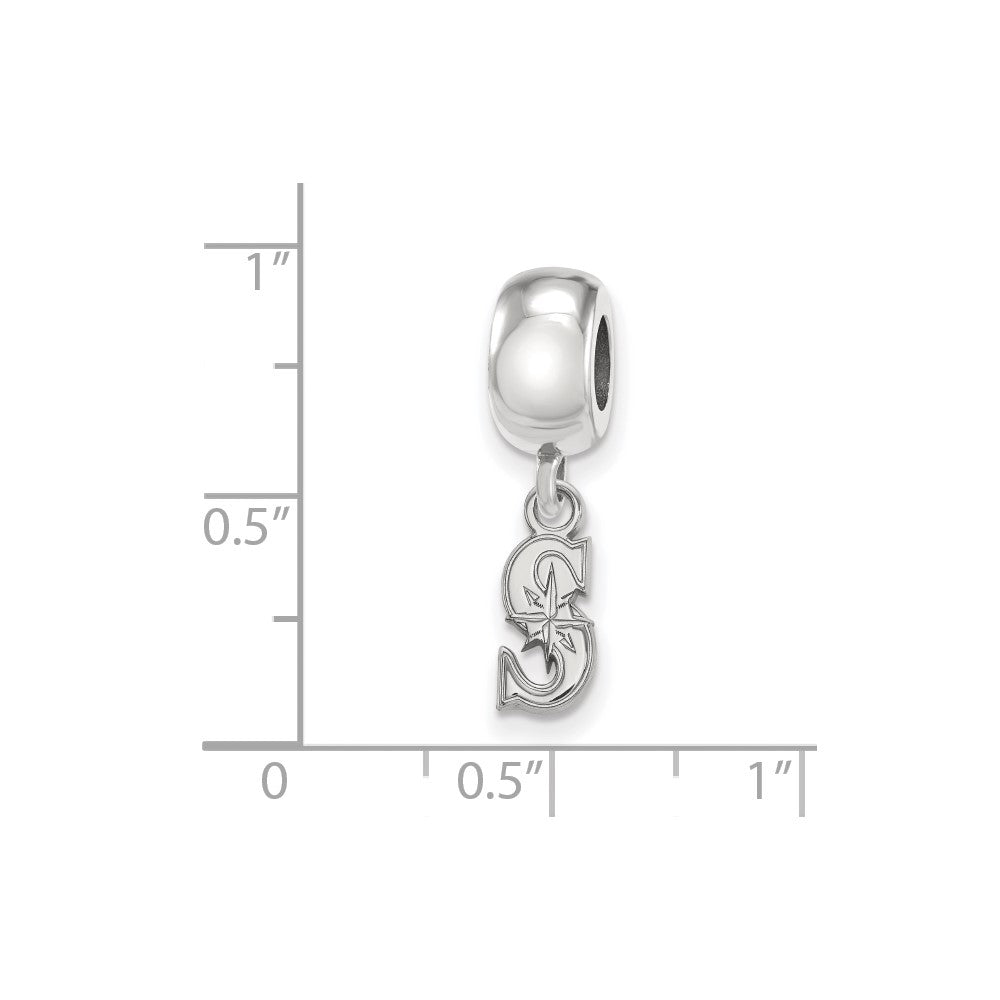 Sterling Silver Rhodium-plated MLB Seattle Mariners Letter S Extra Small Dangle Bead