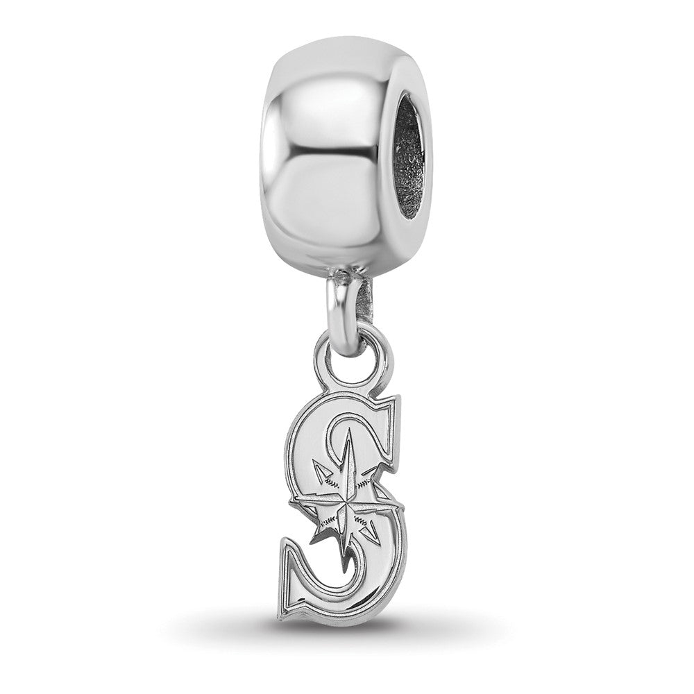 Sterling Silver Rhodium-plated MLB Seattle Mariners Letter S Extra Small Dangle Bead