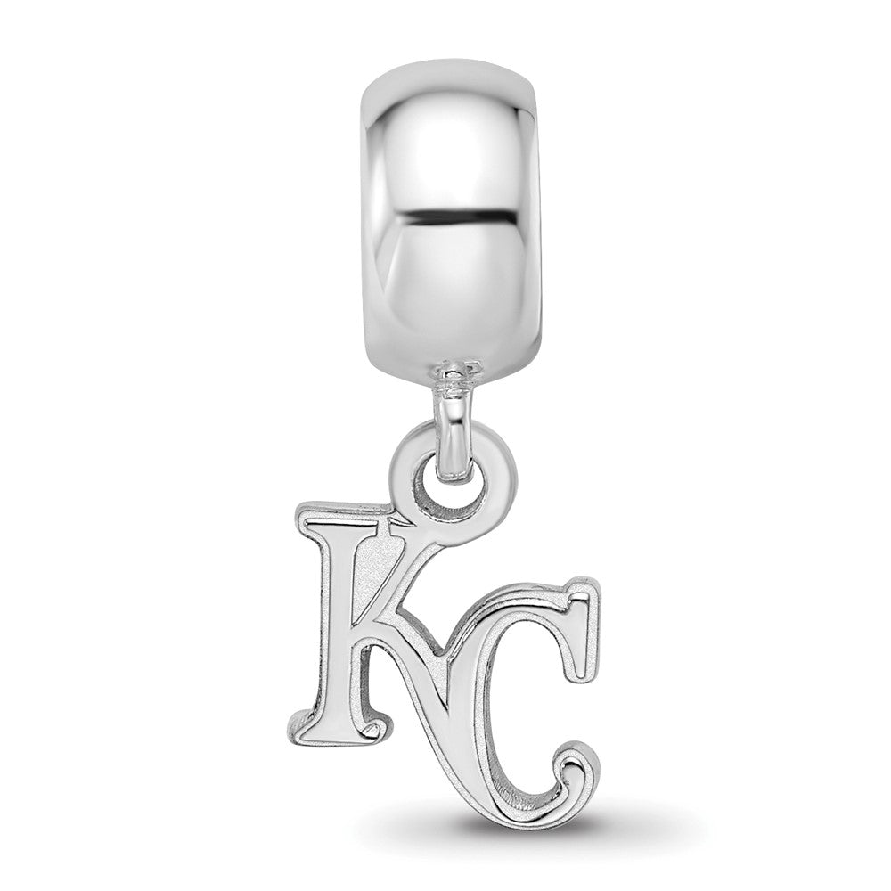 Sterling Silver Rhodium-plated MLB Kansas City Royals K-C Extra Small Dangle Bead