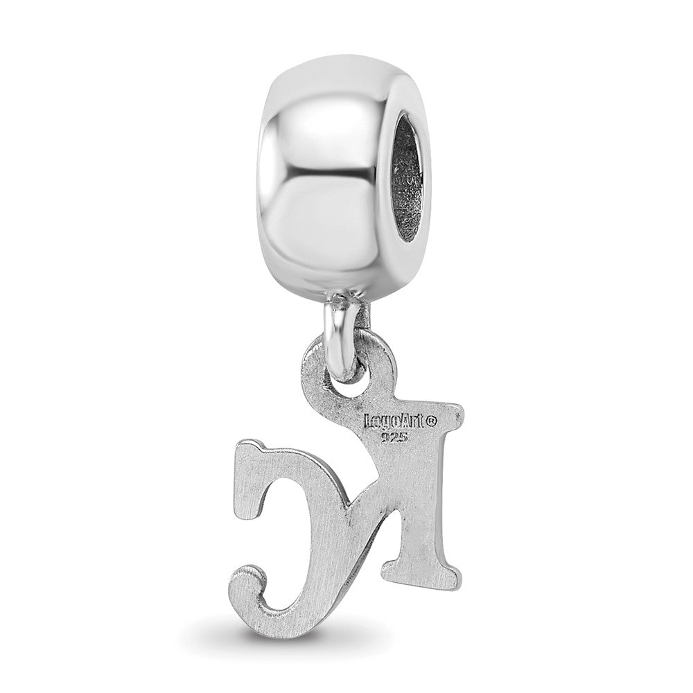 Sterling Silver Rhodium-plated MLB Kansas City Royals K-C Extra Small Dangle Bead