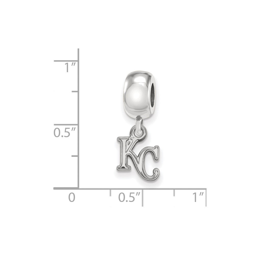 Sterling Silver Rhodium-plated MLB Kansas City Royals K-C Extra Small Dangle Bead