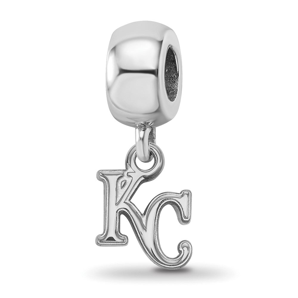 Sterling Silver Rhodium-plated MLB Kansas City Royals K-C Extra Small Dangle Bead