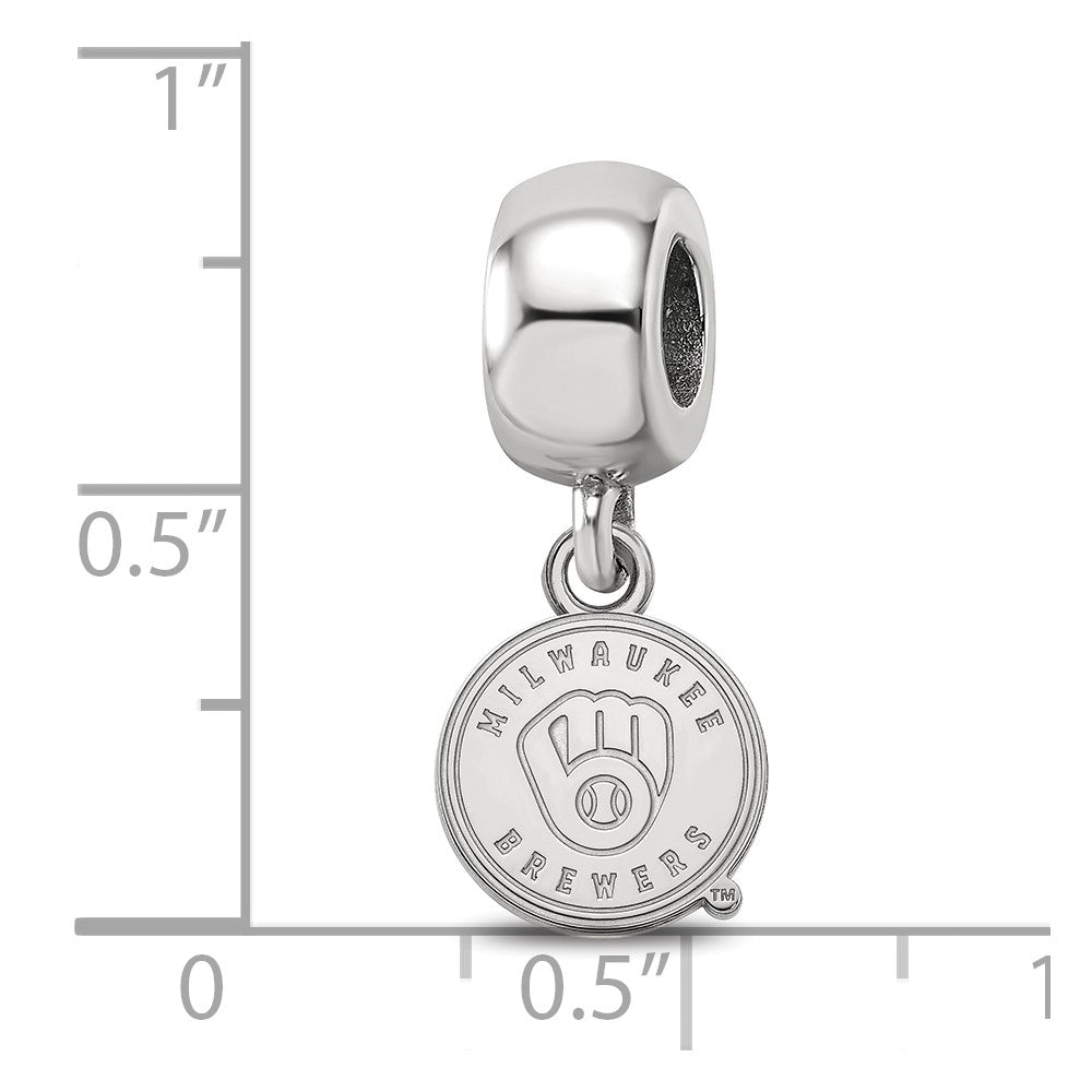 Sterling Silver Rhodium-plated MLB Milwaukee Brewers Letter M Extra Small Dangle Bead