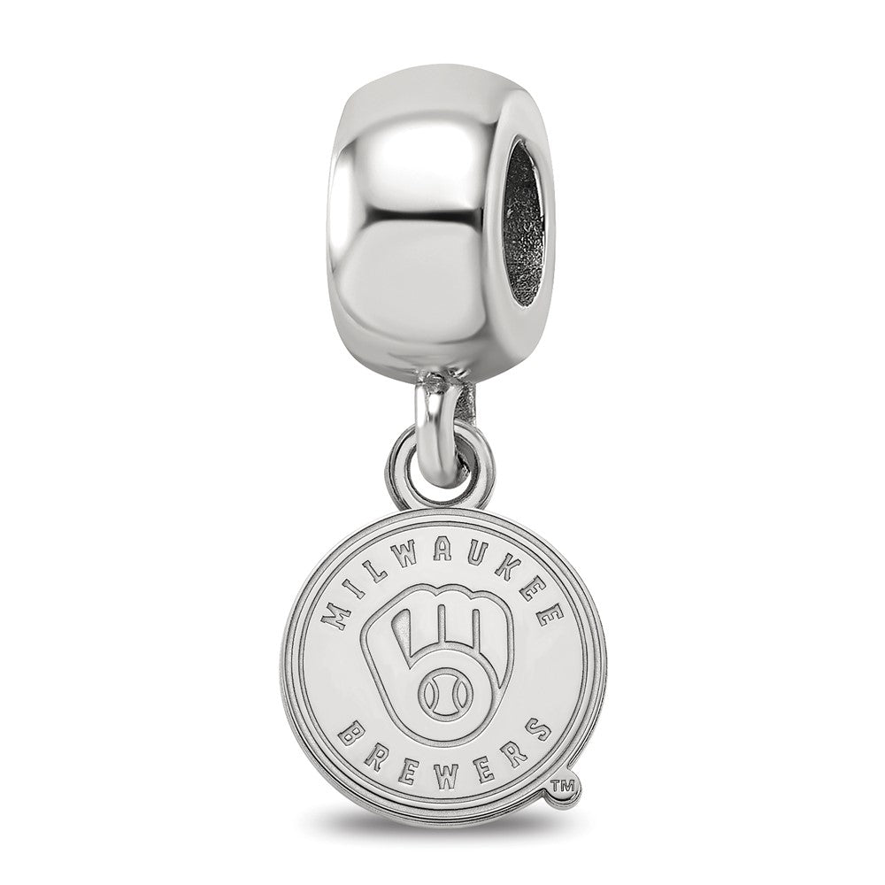 Sterling Silver Rhodium-plated MLB Milwaukee Brewers Letter M Extra Small Dangle Bead
