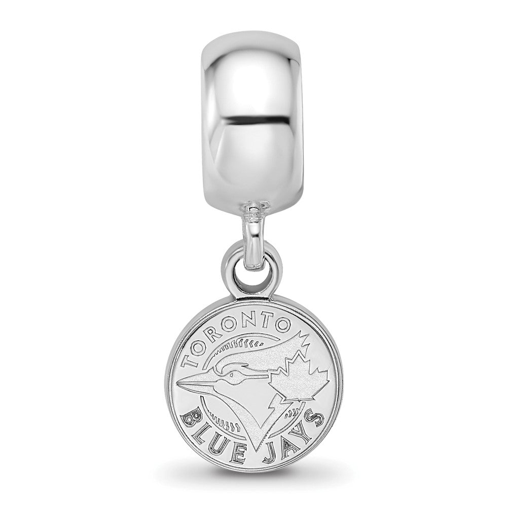 Sterling Silver Rhodium-plated MLB Toronto Blue Jays Extra Small Disc Dangle Bead