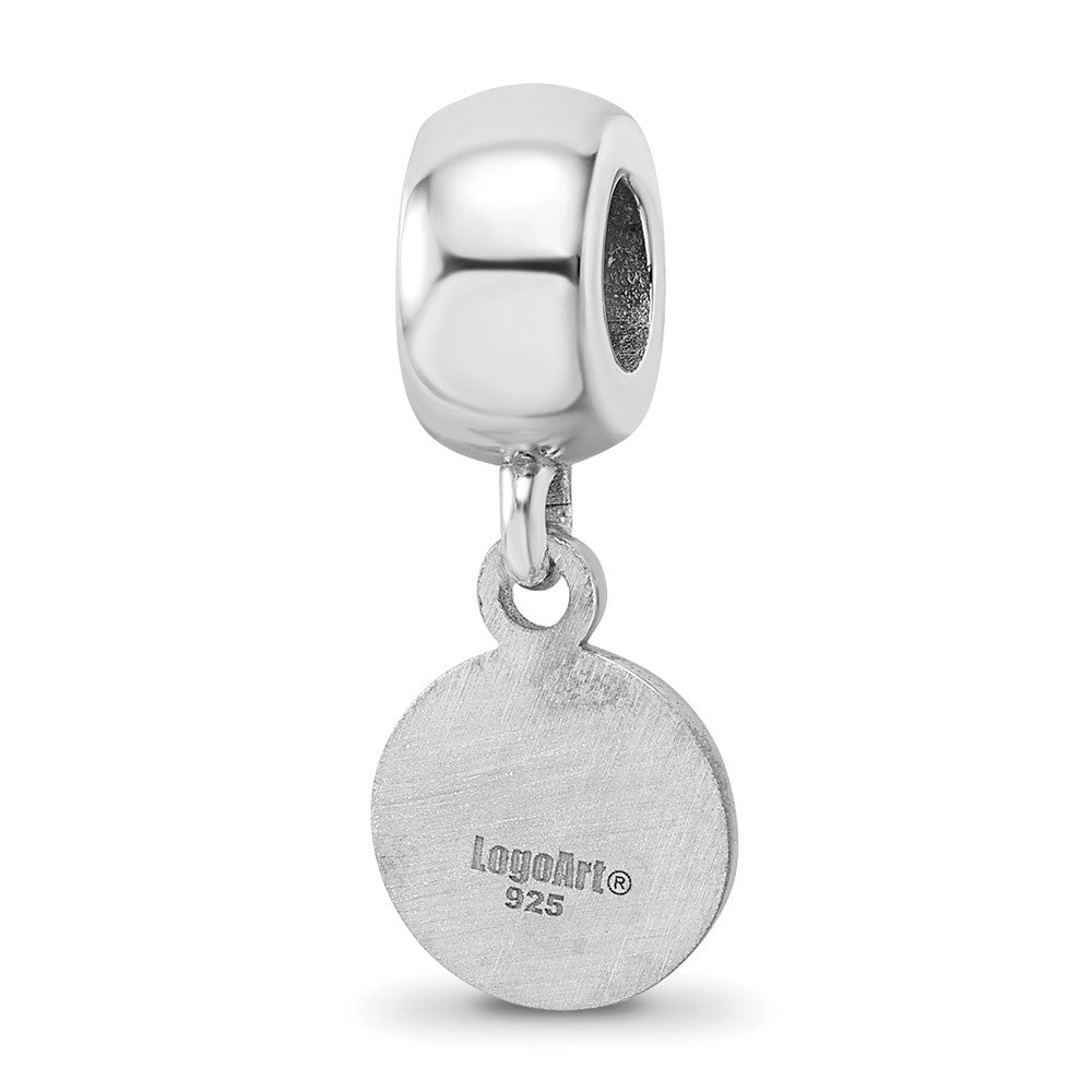 Sterling Silver Rhodium-plated MLB Toronto Blue Jays Extra Small Disc Dangle Bead