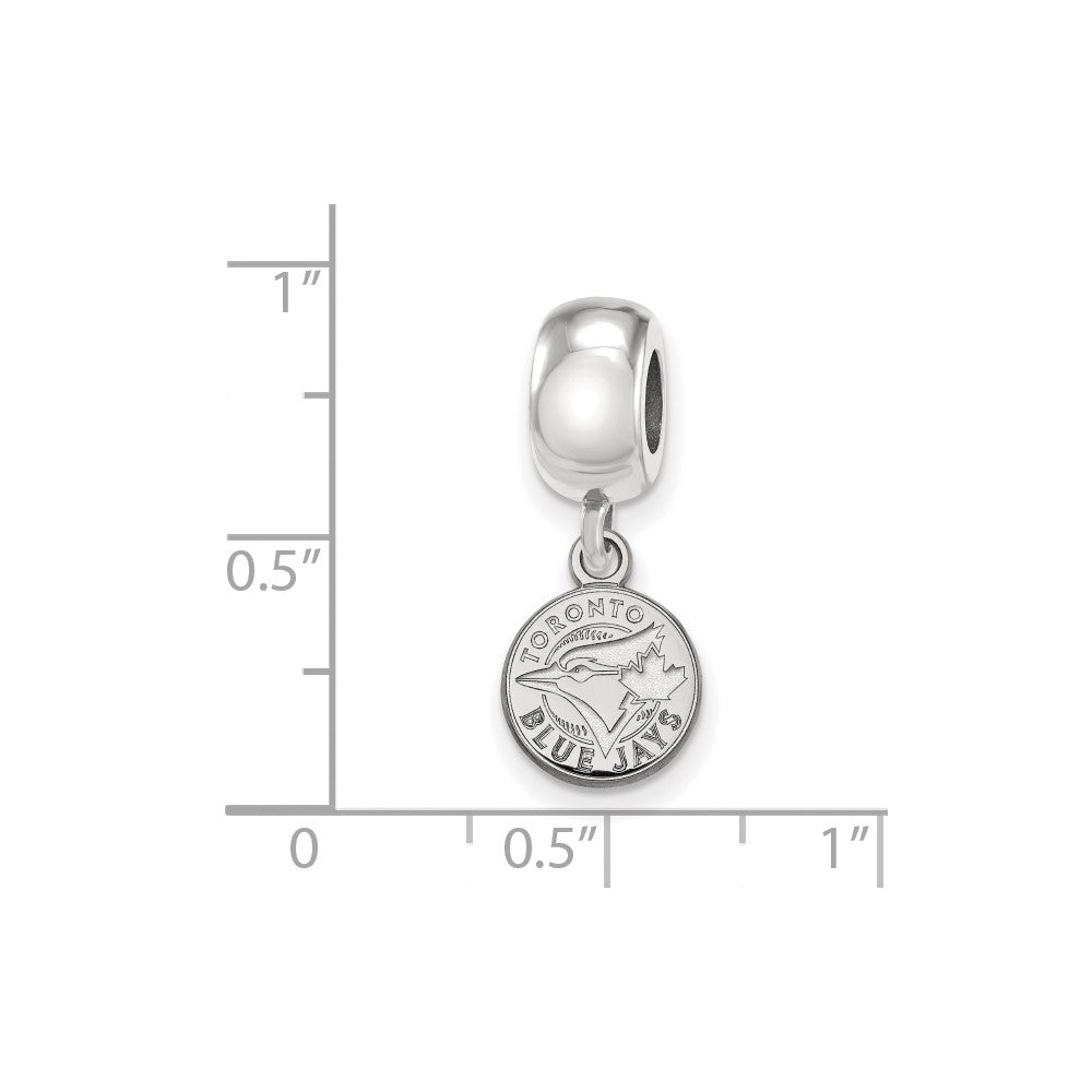 Sterling Silver Rhodium-plated MLB Toronto Blue Jays Extra Small Disc Dangle Bead
