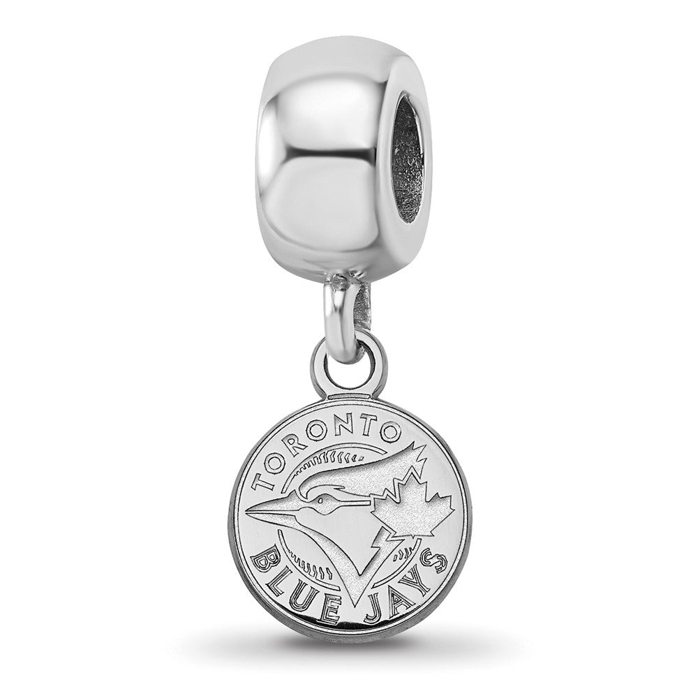 Sterling Silver Rhodium-plated MLB Toronto Blue Jays Extra Small Disc Dangle Bead