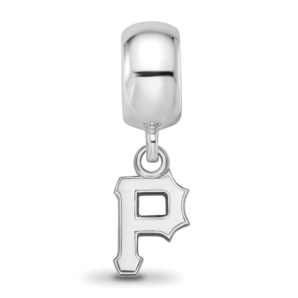 Sterling Silver Rhodium-plated MLB Pittsburgh Pirates Letter P Extra Small Dangle Bead