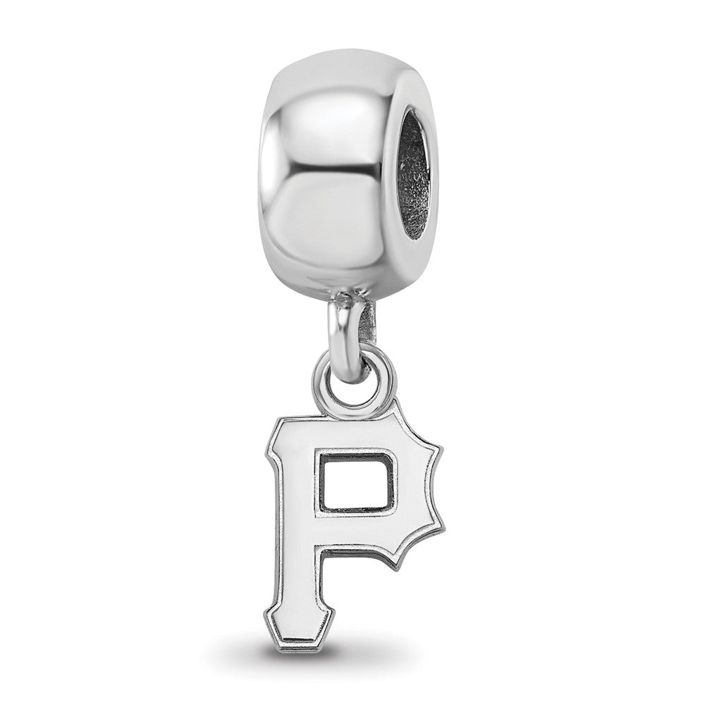 Sterling Silver Rhodium-plated MLB Pittsburgh Pirates Letter P Extra Small Dangle Bead