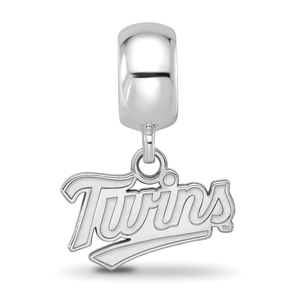 Sterling Silver Rhodium-plated MLB Minnesota Twins T-C Extra Small Dangle Bead