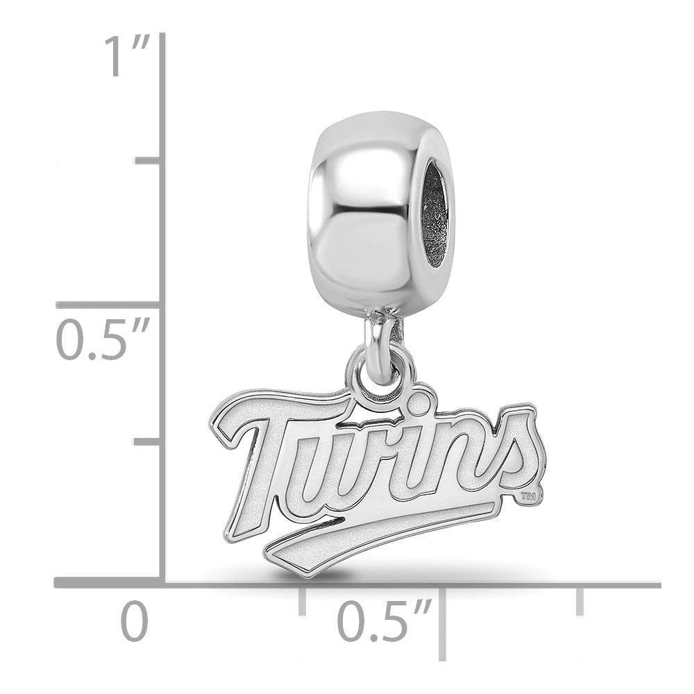 Sterling Silver Rhodium-plated MLB Minnesota Twins T-C Extra Small Dangle Bead