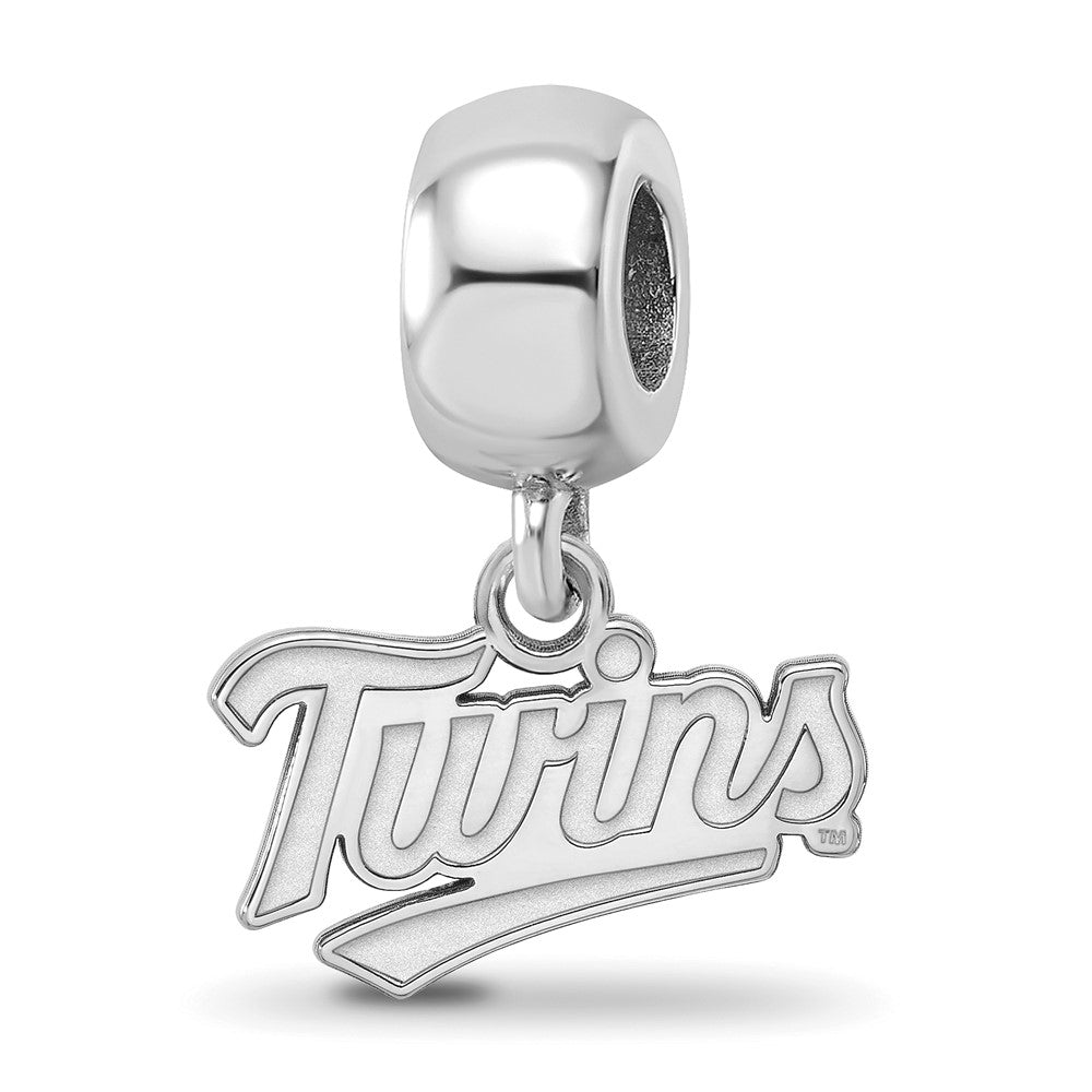 Sterling Silver Rhodium-plated MLB Minnesota Twins T-C Extra Small Dangle Bead
