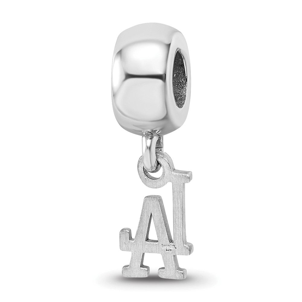 Sterling Silver Rhodium-plated MLB Los Angeles Dodgers L-A Extra Small Dangle Bead