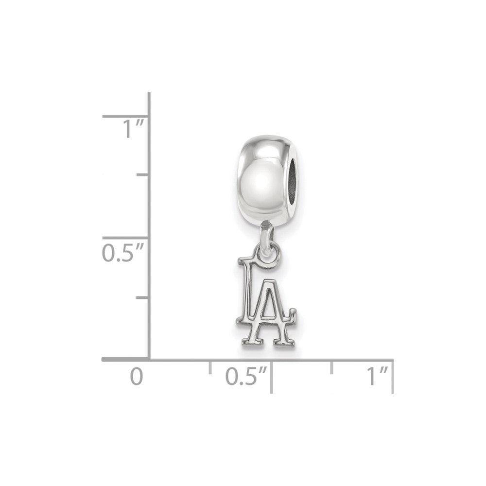 Sterling Silver Rhodium-plated MLB Los Angeles Dodgers L-A Extra Small Dangle Bead