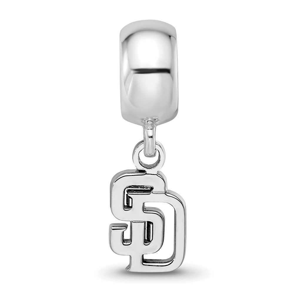 Sterling Silver Rhodium-plated MLB San Diego Padres Letters S-D Extra Small Dangle Bead